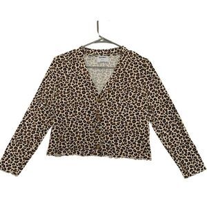 Old Navy Leopard Print Long Sleeve Bolero Cardigan Girls XL Fits Women XS/S